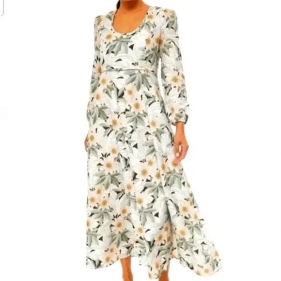 Tuckernuck | Dresses | Tuckernuck Maxi Dress Medium Floral Prairie Long  Sleeve Linen Cotton | Poshmark